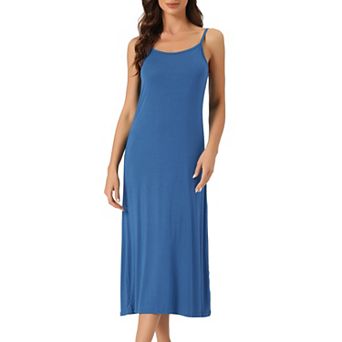 Women's Cami Tank Dress Sleeveless Spaghetti Strap Midi Sleepdress Nightgown
