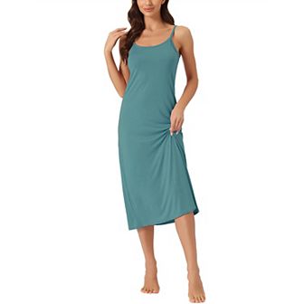 Women's Cami Tank Dress Sleeveless Spaghetti Strap Midi Sleepdress Nightgown