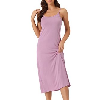 Women's Cami Tank Dress Sleeveless Spaghetti Strap Midi Sleepdress Nightgown
