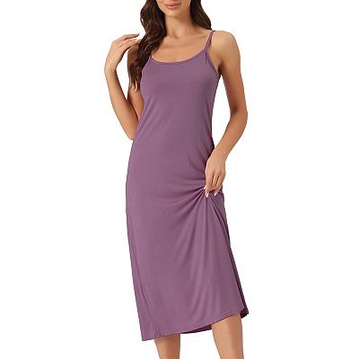 Women s Cami Tank Dress Sleeveless Spaghetti Strap Midi Sleepdress Nightgown