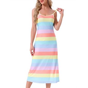 Women's Cami Tank Dress Sleeveless Spaghetti Strap Midi Sleepdress Nightgown