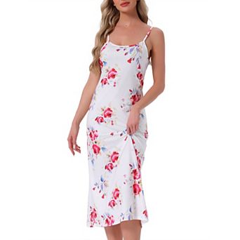 Women's Cami Tank Dress Sleeveless Spaghetti Strap Midi Sleepdress Nightgown