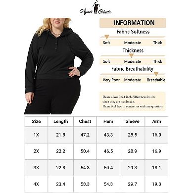 Plus Size Hoodies For Women Button Collar Drawstring Pullover Sweatshirts Long Sleeve Tops Shirts