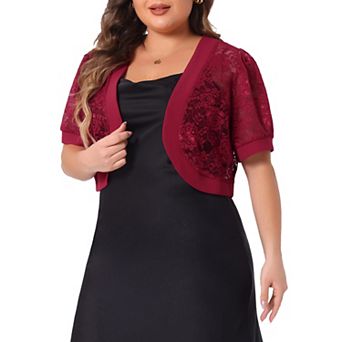Plus Size Cardigan For Women Open Front Short Cardigan Lace Crochet Short Sleeve Cover Up
