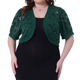 Plus Size Cardigan for Women Open Front Short Cardigan Lace Crochet Short Sleeve Cover Up