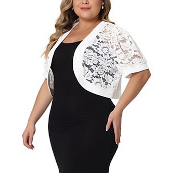 Plus Size Cardigan For Women Open Front Short Cardigan Lace Crochet Short Sleeve Cover Up