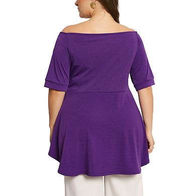 Plus Size Blouse For Women V Neck Faux Wrap Short Sleeve Peplum Top Blouses