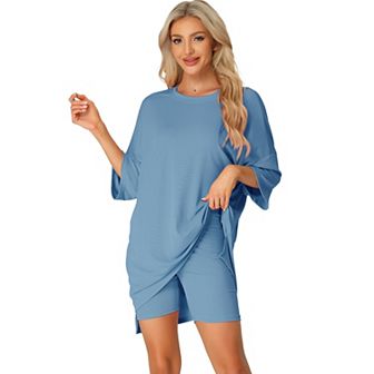Women's 2 pc Lounge Sets Outfits T-shirt Shorts Sleepwear Loungewear Sweatsuits