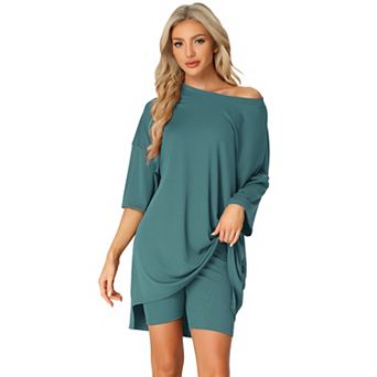 Women's 2 pc Lounge Sets Outfits T-shirt Shorts Sleepwear Loungewear Sweatsuits