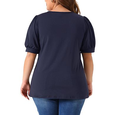 Plus Size Tops for Women Short Sleeve Tops Crew Neck Pleated Shirts Tunic Blouses