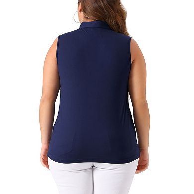 Plus Size Tops For Women V Neck Sleeveless Pleated Work Shirts Summer Blouses