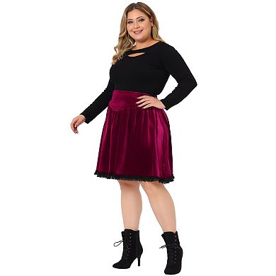 Plus Size Velvet Skirt For Women Party Lace Above Knee A Line Skirts