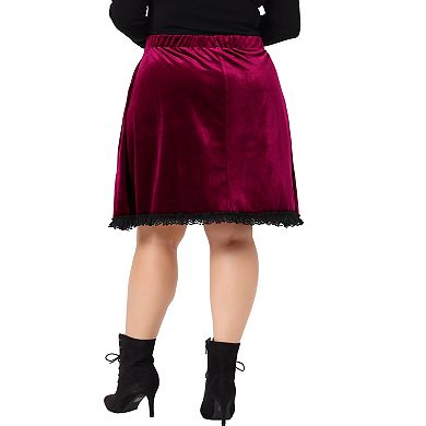 Plus Size Velvet Skirt For Women Party Lace Above Knee A Line Skirts