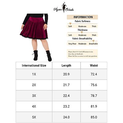 Plus Size Velvet Skirt For Women Party Lace Above Knee A Line Skirts