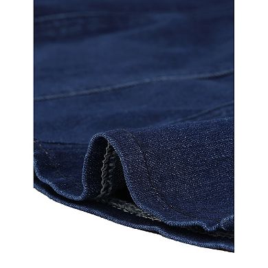 Plus Size Denim Skirt For Women Casual A-line Jean Buttons Decor Faux Pockets Mini Skirts