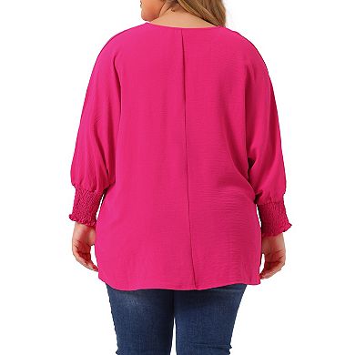 Plus Size Chiffon Tops For Women Batwing Ruffle Long Sleeve Casual Loose Shirts Blouses