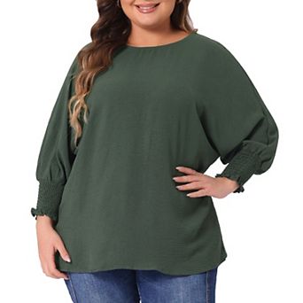 Plus Size Chiffon Tops For Women Batwing Ruffle Long Sleeve Casual Loose Shirts Blouses
