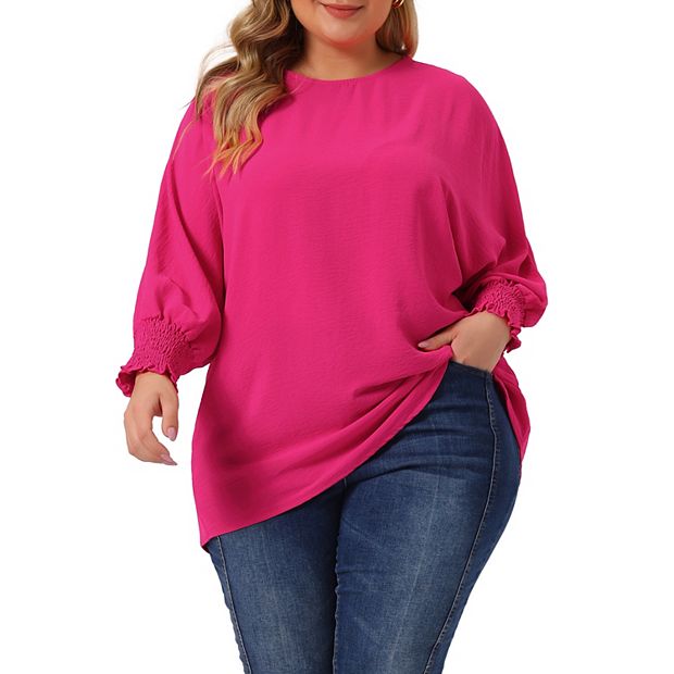 Plus Size Chiffon Tops for Women Batwing Ruffle Long Sleeve Casual Loose Shirts Blouses