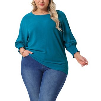 Plus Size Chiffon Tops For Women Batwing Ruffle Long Sleeve Casual Loose Shirts Blouses