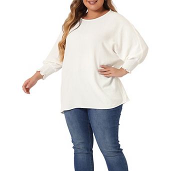Plus Size Chiffon Tops For Women Batwing Ruffle Long Sleeve Casual Loose Shirts Blouses