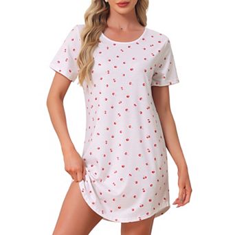 Women's Round Neck Nightshirt Short Sleeve Sleepshirt Nightgown