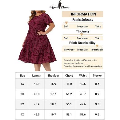 Plus Size Polka Dots Dress For Women Short Sleeve Midi Layered Dresses
