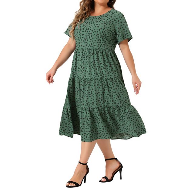 knee length dresses for ladies Plus Size Elegant See-Through Deep V Neck Floor Length Short Ruffles S main image 1
