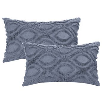 Shaggy Plush Faux Fur Throw Patterned Pillow Covers 2 pc 12" X 20"