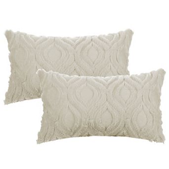 Shaggy Plush Faux Fur Throw Patterned Pillow Covers 2 pc 12" X 20"