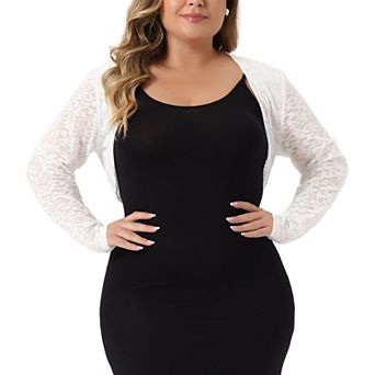 Plus Size Cardigan For Women Sheer Open Front Cropped Long Sleeve Lace Cardigan