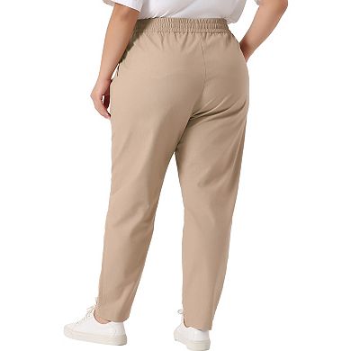 Plus Size Pants For Women Straight Leg Drawstring Elastic Loose Comfy Trousers With Pockets