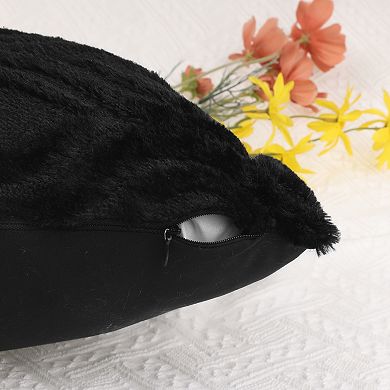 Shaggy Plush Faux Fur Throw Patterned Pillow Covers 2 Pcs 18" X 18"