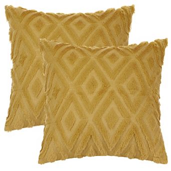 Shaggy Plush Faux Fur Throw Patterned Pillow Covers 2 pc 18" X 18"