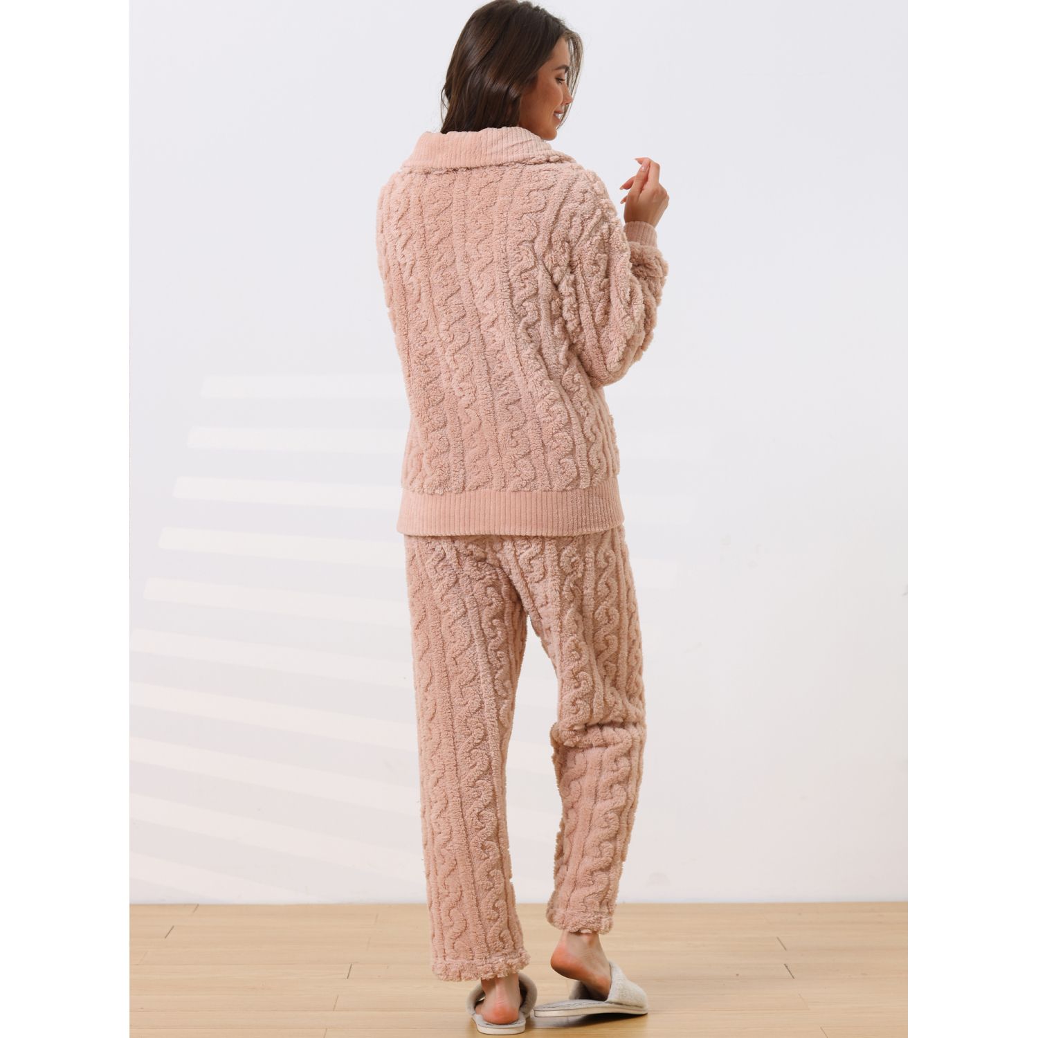 Pigiama Donna Morbido In Fleece Termico - Caldo Per L'Inverno - Fantasia Animali Happy