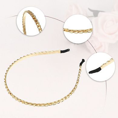 2pcs Metal Twisted Link Chain Shape Headband Gold Tone Silver Tone 4.72"x0.2"