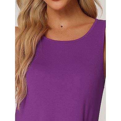 Women's Nightshirt Sleeveless Tank Dress Basic Sleepwear Nightgown with Pockets