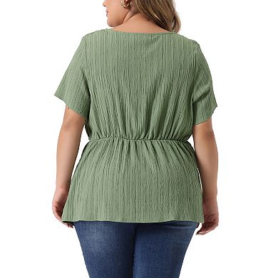 Women's Plus Size Tops Round Neck Short Sleeve Irregular Hem Twist Knot T-shirt Top
