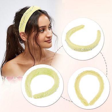 Fluffy Fuzzy Headband Solid Color Hair Band Faux Pearl Plush Hair Band