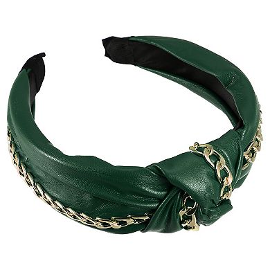 Women Knotted Headbands Fashion Vintage Knotted Pu Leather Hair Hoop
