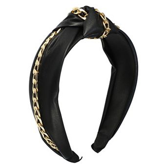 Women Knotted Headbands Fashion Vintage Knotted Pu Leather Hair Hoop