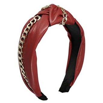 Women Knotted Headbands Fashion Vintage Knotted Pu Leather Hair Hoop