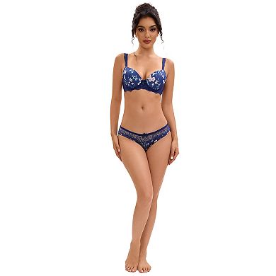 Women's Lingerie Set Adjustable Straps Lace Underwired Bras and Panties