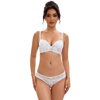 Women's Lingerie Set Adjustable Straps Lace Underwired Bras and Panties