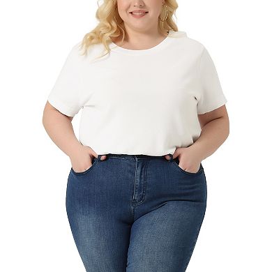 Plus Size Blouses For Women Casual Basic Round Neck Short Sleeve Knit Tee Tops