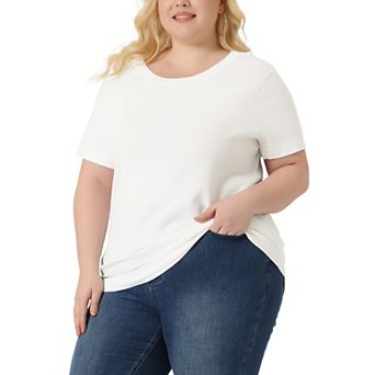 Plus Size Blouses For Women Casual Basic Round Neck Short Sleeve Knit Tee Tops