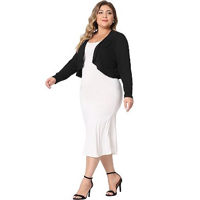 Plus Size Cardigan For Women Long Sleeve Open Front Elegant Cropped Shrugs Bolero Cardigans