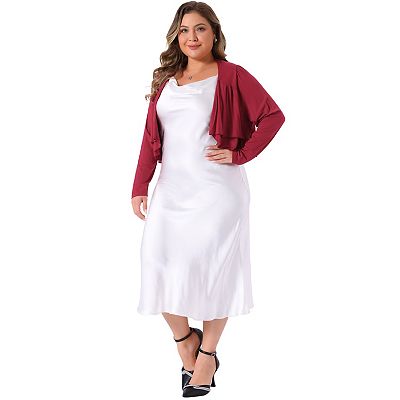 formal shrugs for dresses plus size Women's Plus Size Multicolor Printed Tier Shrug