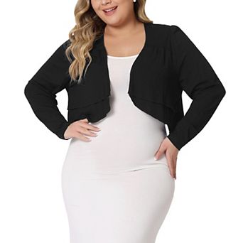 Plus Size Cardigan For Women Long Sleeve Open Front Cropped Shrugs Bolero Cardigans
