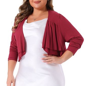Plus Size Cardigan For Women Long Sleeve Open Front Cropped Shrugs Bolero Cardigans