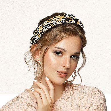 Leopard Pattern Headband Women Elastic Knotted Headbands Accessories Yellow